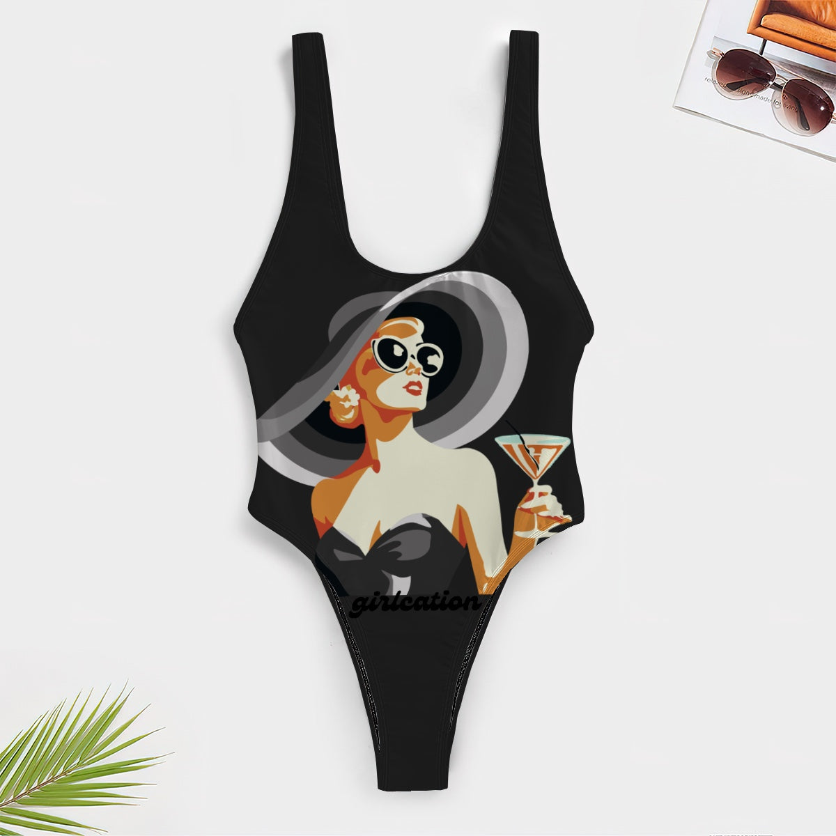 Black one piece swimsuit for Women - high waist low back - Beach Resort Wear Slimming, flattering, classy design Girlcation Girl