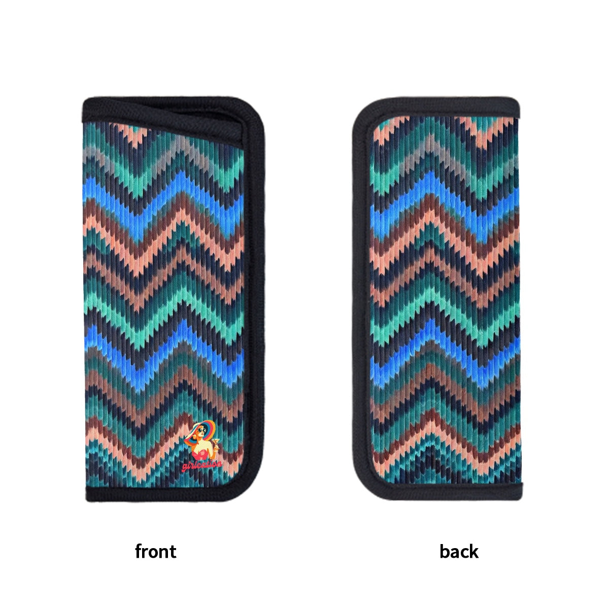 Chevron pattern Cool Blue Waves Eyeglasses Soft Case for readers, sunglasses, prescription glasses