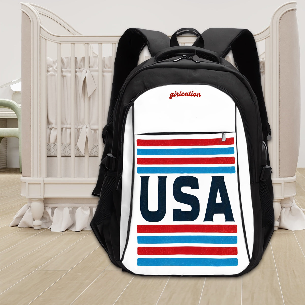 USA Large Capacity Oxford Travel 13”- 16” Laptop Adjustable shoulder strap Unisex Team Spirit Patriotic Backpack with USB