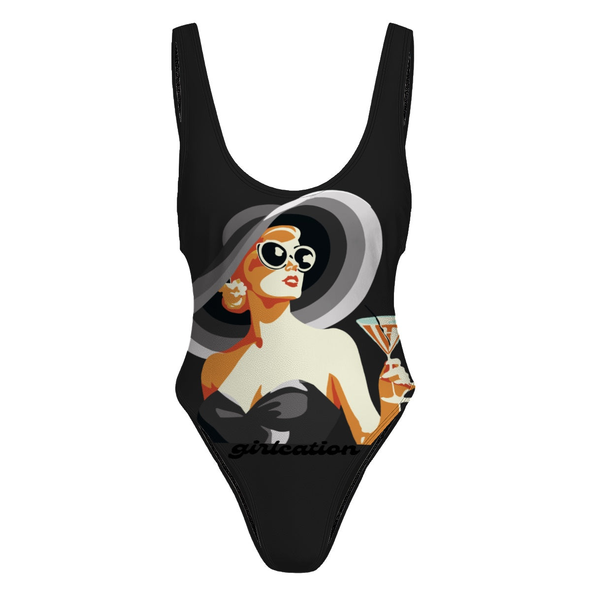 Black one piece swimsuit for Women - high waist low back - Beach Resort Wear Slimming, flattering, classy design Girlcation Girl