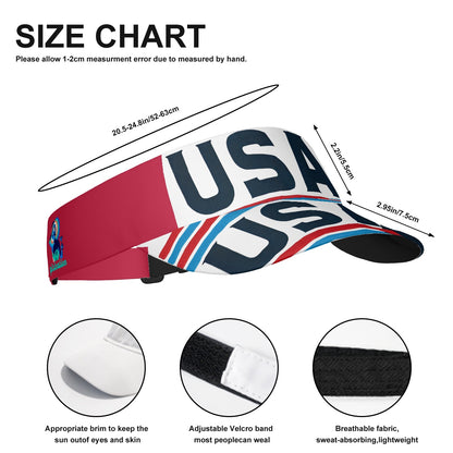 Red, White, Blue & Black USA Women Workout Exercise adjustable Sun Visor Hat with a curved Brim design– Patriotic Vacation Beach Resort Wear