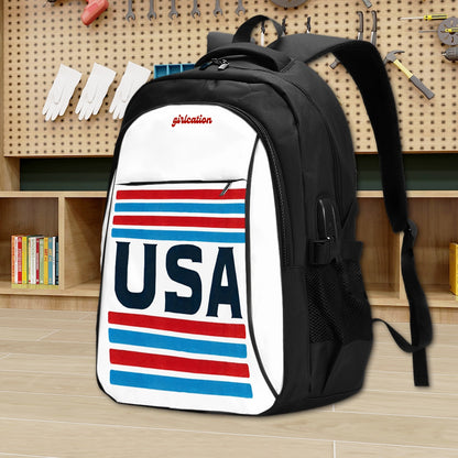 USA Large Capacity Oxford Travel 13”- 16” Laptop Adjustable shoulder strap Unisex Team Spirit Patriotic Backpack with USB