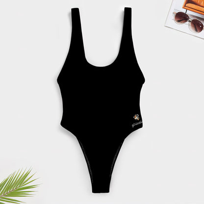 All Black one piece swimsuit for Women - high waist low back  - Beach Resort Wear Slimming, flattering, classy design