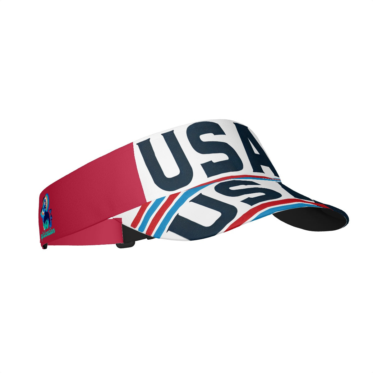 Red, White, Blue & Black USA Women Workout Exercise adjustable Sun Visor Hat with a curved Brim design– Patriotic Vacation Beach Resort Wear